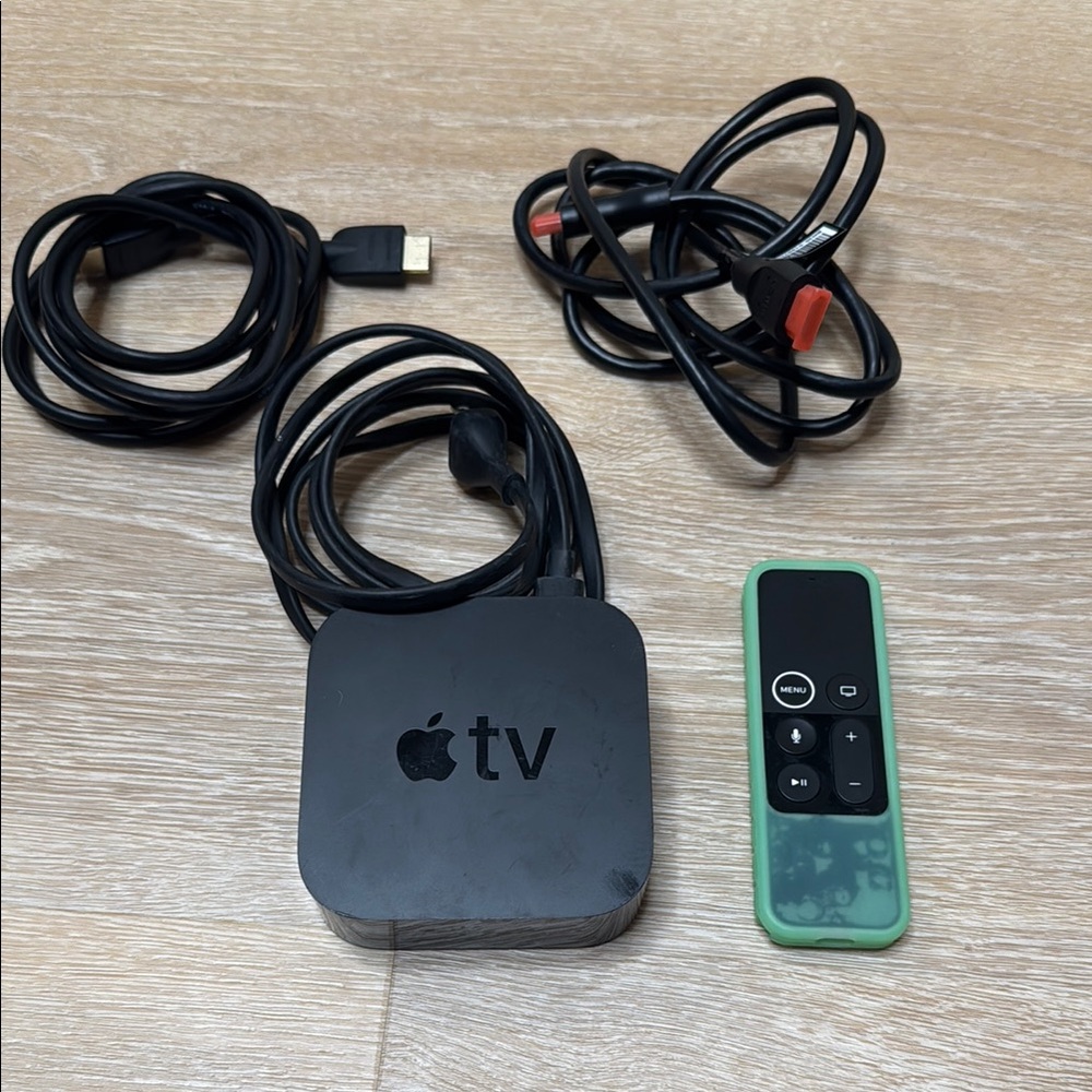 Apple TV with Remote and Cables